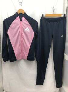 adidas キッズ ジャージ 上下セット 女の子 160 ネイビーxピンク セットアップ 子供服 アディダス 24013002