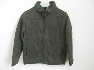 (59572)UNIQLO　ユニクロ　キッズ　男の子　裏起毛　ジップ　ジャケット　カーディガン　ジャンパー　カーキ　120㎝　USED