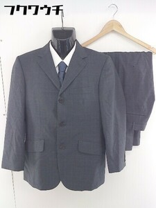◇ TAKEO KIKUCHI タケオキクチ 背抜き チェック シングル 3B パンツ スーツ 上下 サイズ1 グレー ネイビー メンズ