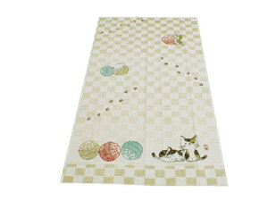 送料無料【新品】のれん 【てまり猫】 85cm × 150cm