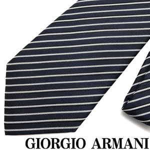 GIORGIO ARMANI ネクタイ ジョルジオアルマーニ ブランド シルク ストライプ ブラック 【剣先幅:8cm】 360054-907-00020