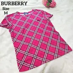 【人気⭐かわいい⭐BURBERRY】濃いピンク　ノバチェック　ロゴ入り