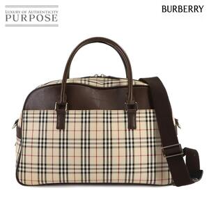 バーバリー BURBERRY ノバチェック 2way ボストン ショルダー バッグ キャンバス レザー ベージュ ブラウン Boston Bag 90242876