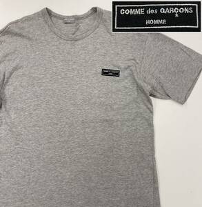 80s 90s COMME des GARCONS HOMME ロゴ ワッペン Tシャツ グレー コムデギャルソンオム 半袖 カットソー Tee 銀タグ VINTAGE archive 1021