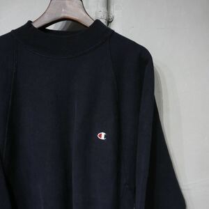 【即決】90s champion reverse weave チャンピオン リバースウィーブ モックネック スウェットブラック 黒 刺繍タグ USA アメリカ製 XL