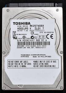 TOSHIBA MK2576GSX [250GB 2.5インチ 9.5mm SATA HDD 2012年製 使用時間 12620H (Cristal DiscInfo 正常) (管:KH570