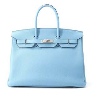 エルメス バーキン35 ブルーノール/シルバー金具 トゴ D刻印 HERMES Birkin ハンドバッグ 【安心保証】