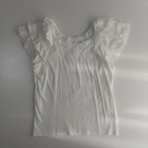 Souris スーリー ★ 袖 フリル 半袖 Tシャツ 【130】 (120) 白 カットソー 女の子 トップス 春夏