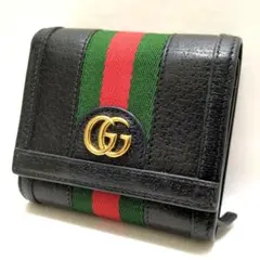 GUCCI グッチ 二つ折り財布 GGマーモント シェリーライン ブラック