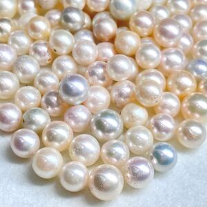 1円〜!!（アコヤ本真珠おまとめ500ct）d 約100g 約8.0-10.0mm 裸石 宝石 jewelry pearl パール 真珠 あこや 片穴 両穴 w4の35