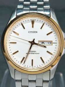 美品 CITIZEN シチズン FORMA フォルマ 2565-H22897 アナログ クォーツ 腕時計 ホワイト文字盤 カレンダー メタルベルト 新品電池交換済み