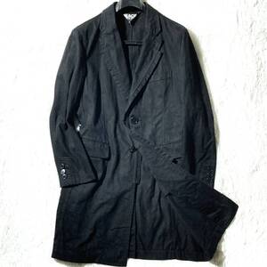 BLACK COMME des GARCONS★名作アーカイブ★レイヤード 黒デニム チェスターコート ショップコート ジャケット L ブラックコムデギャルソン