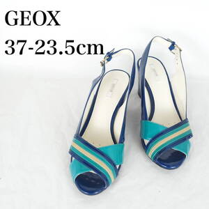 MK6192*GEOX*ジェオックス*レディースオープントゥパンプス*37-23.5cm*ブルー系