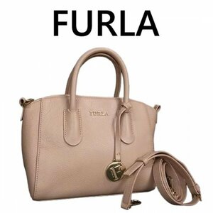 FURLA フルラ テッサ レザー 2WAY ショルダーバッグ ピンクベージュ系 4181