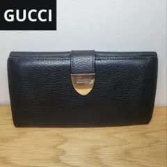 【美品】GUCCI グッチ 二つ折り財布 長財布 Wホック レザー BLACK