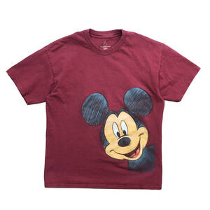 【期間限定SALE】 USA 古着 ディズニー ミッキーマウス キャラクター Tシャツ USキッズ マルーン Disney アメカジ BA1806