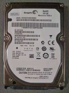 250GB Seagate ST9250315AS 5400回転 SATA300 2.5インチ 9.5mm SATA