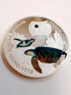 外国コイン　ウミガメ　カラーコイン