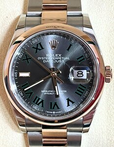 β展示級【ROLEX デイトジャスト126201 コンビ オイスターブレス スレートローマ文字盤 ダイヤ 36mm ギャラ付最安値 鑑定済み】NA01529