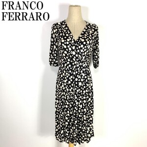 LA2362 フランコフェラーロ ドット柄シルクワンピースFRANCO FERRARO バイカラー 水玉 カシュクール風 黒ブラック 2