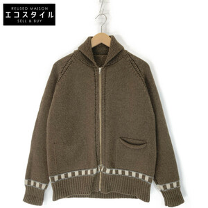 NIGEL CABOURN ナイジェルケーボン 22AW カーキ ZIP LINE CARDIGAN ブラウン 表記なし カーディガン ウール メンズ 中古