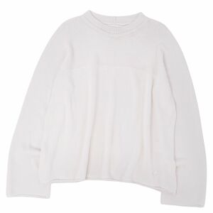 美品 ジルサンダー JIL SANDER+ ニット セーター ロングスリーブ 長袖 ロゴ コットン トップス メンズ 36(S相当) 白 cf11mn-rm10f12178