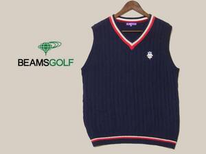 【XL】BEAMS GOLF ビームス ゴルフ ニット ベスト ライン チルデンニット