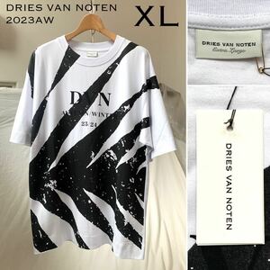 XL 新品 2023AW DRIES VAN NOTEN ドリスヴァンノッテン Screen print tee スクリーンプリント ルーズフィット ビッグ ロゴ Tシャツ メンズ