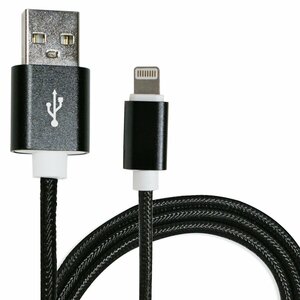 【3m/300cm】ナイロンメッシュケーブルiPhone用 充電ケーブル USBケーブル iPhone iPad iPod ブラック/黒