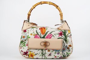 【超美品】GUCCI グッチ フローラ バンブー ハンドバッグ 花柄 ハンド ブランド鞄 137383【RI98】