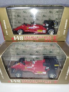 １/43ブルム社製、フェラーリ１２６ Ｃ４ Ｆ４ １９８４カーナンバー２７と２８