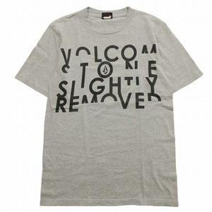 90s 00s ボルコム VOLCOM プリント Tシャツ 半袖 クルーネック コットン ジャージー生地 プルオーバー カットソー S グレー メンズ ♪8