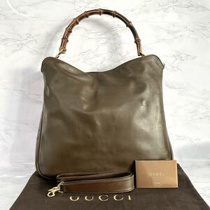 グッチ GUCCI ハンドバッグ ショルダーバッグ 2way バンブー レザー 自00207