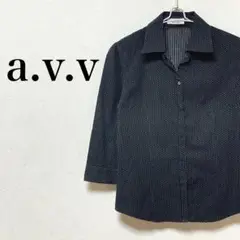 a.v.v  スキッパーシャツ　コットンシャツ　ドット