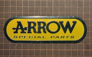 送料無料　アロウ　ARROW　バイク　マフラー　ステッカー　アルミ　イエロー