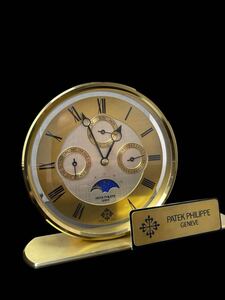 Patekphilippedesk clock with gold brass