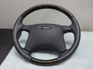 ボルボ V40 4B 純正 コンビニ ウッド 革巻き ステアリング ハンドル