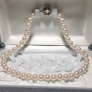 【8.5-9.0mm】アコヤ真珠 43.5cm ホワイト ネックレス 本真珠 アクセサリー SILVER pearl あこや パール