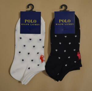 新品　タグ付き　レディース　 POLO　RALPH LAUREN 　ポロラルフローレン　綿混スター柄ショートソックス　２足セット　 送料無料　　 