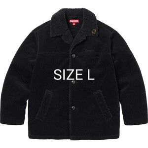 Supreme L Kindermann Uncut Corduroy Car Coat Black Large