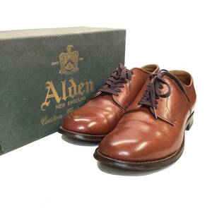 ALDEN オールデン 5369 ドレスシューズ 革靴 シボ革 カーフ レザー ビジネスシューズ ブラウン プレーントゥ 8 26cm程度