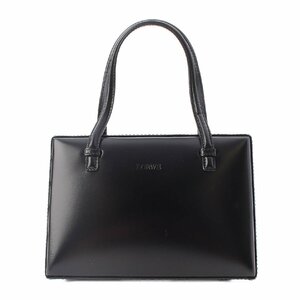 【ロエベ】Loewe　ロゴ カーフスキン スクエア レザー ミニ ハンドバッグ ブラック 【中古】【正規品保証】213215