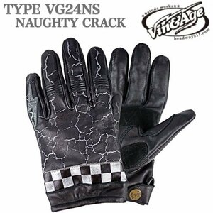 送料0 Vin&Age ヴィンアンドエイジ NAUGHTY CRACK SHORT GLOVES ナーティークラックグローブ VG24NS BLACK-S 春夏秋用 エイジング