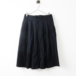 マーガレットハウエル MARGARET HOWELL HIGHDENSE COTTON TWILL Bib front skirt コットン プリーツスカート3/ブラック◇【2400013943055】