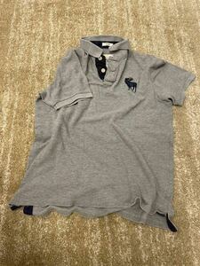 アバクロ A&F Abercrombie&Fitch ポロシャツ 半袖 グレー オシャレ カジュアル Lサイズ
