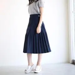 極美品✨️BORDERS at BALCONY PLEATE SKIRT ネイビー