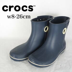 EB5329*crocs*クロックス*レディースレインブーツ*w8-26cm*ネイビー