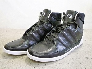 ☆未使用品　Y-3　ハイカット　レザースニーカー　HONJA HIGH メンズ26.5cm　黒×白　ワイスリー　adidas　Q34365☆