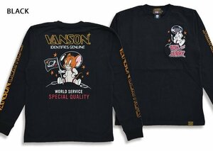 vanson×TOM＆JERRYコラボ ベア天竺ロングTシャツ◆vanson ブラックXXLサイズ TJV-2231 バンソン ヴァンソン トムとジェリー 刺繍