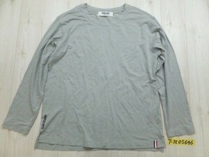 PERSON’S NOBUO IKEDA パーソンズ メンズ 裾ロゴプリント レーヨン混 ロンT 長袖Tシャツ M グレー